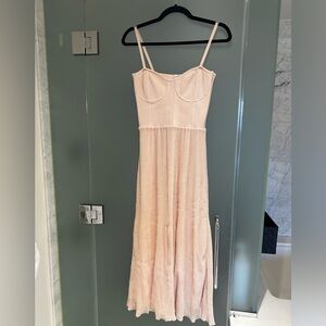 Sandro corset maxi dress in light pink size 34